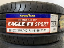 保管袋付＜送料別＞未使用夏タイヤ ４本セット 245/40R19 98Y XL(SGY121-3)GOODYEAR EAGLE F1 SPORT 245/40/19 20年～21年_画像2