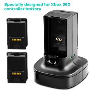 【新品・送料無料】Xbox 360用充電式バッテリー 2個パック デュアル充電ステーションドックチャージャー Xbox360ワイヤレスコントローラー
