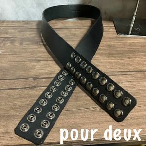 [ws330] beautiful goods pour deux pull du studs belt black original leather button 