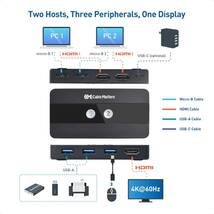 Cable Matters USB 3.0 KVM HDMI スイッチ 4K@60Hz HDMI ビデオ & 3X 5Gbps USBポートを備えた2台のコンピュータ用 HDMI KVM スイッチ_画像2