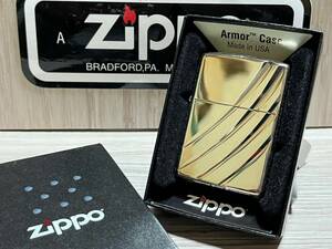 大量出品中!【希少】新品未使用 2014年製 Zippo Armor 'Line' ダイアゴナルライン シルバーカラー アーマー ジッポー 喫煙 オイルライター