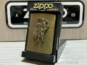 【希少】新品未使用 1995年製 Zippo 非売品 / 限定 'Marlboro Bucking Horseman' 90's マルボロ カウボーイ 真鍮製 ジッポー 喫煙具 オイル