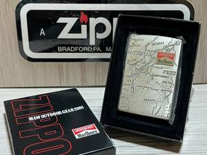 【希少】新品未使用 2001年製 Zippo 非売品 / 限定 'Marlboro Compass&Map' マルボロ コンパス マップ ジッポー 喫煙具 オイルライター 