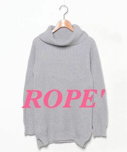 【ROPE' 】レディース タートルネックニット/リリヤーンあぜ編みニットチュニックプルオーバー M