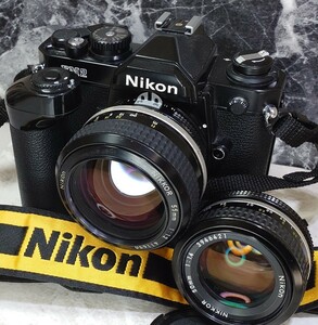 【終活整理】 Nikon NEW FM2黒 美品＋Ai NIKKOR 55mm f1.2 シンデレラ＋50mm f1.4 単焦点2本セット＋モータードライブMD−12 各動作良好