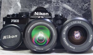 【収集品整理】 Nikon NEW FM2黒＋Ai NIKKOR 50mm f1.4 大口径単焦点＋35-70mm マクロ付ズーム 各動作良好 露出計メーターOK 光学良好 