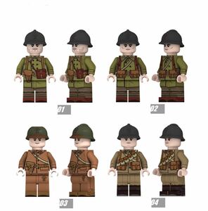 4体　フランス軍　第二次世界大戦　軍人　兵士　ミニフィグ LEGO 互換 ブロック ミニフィギュア レゴ 互換 q