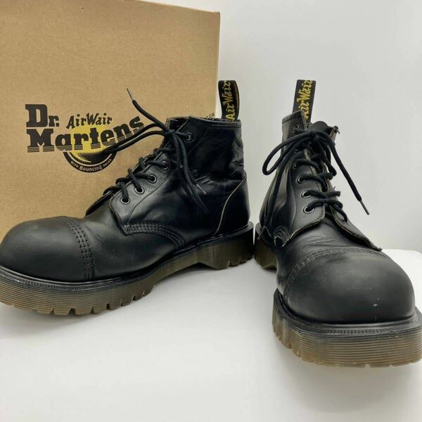 【簡易メンテ済】ドクターマーチン Dr.Martens クレイジーボム スチールトゥ ブーツ 6ホール 約28.5 〜29cm (UK9〜10) 英国製 黒 ブラック