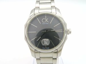1円◆稼働◆　カルバンクライン　K77411　　ブラック　クオーツ　メンズ　腕時計　　L979