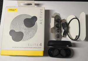 ◆ 【美品】Jabra ELITE4 ACTIVE　ブラック アクティブノイズキャンセリング搭載 IP57 スポーツ 片耳モード ◆