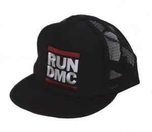 【帽子屋】即決！アメカジメッシュキャップ★　RUN DMC　フラットバイザー　黒