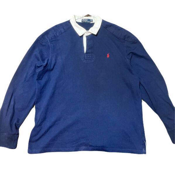 90s 初期 POLO Ralph Lauren 刺繍ロゴ ラガーシャツ ポロシャツ ラルフローレン 長袖