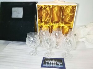  未使用☆ HOYA CRYSTAL 　保谷　ワイングラス　ホヤクリスタル　6客セット　カットグラス　シャンパングラス/グラス【共箱剥がれあり】③