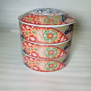有田焼 林斉窯 三段重 重箱  色絵金彩  林斉 陶器  茶道具  盛鉢 和食器の画像4