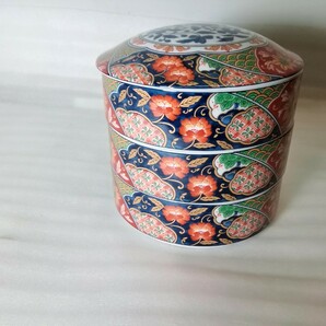 有田焼 林斉窯 三段重 重箱  色絵金彩  林斉 陶器  茶道具  盛鉢 和食器の画像3