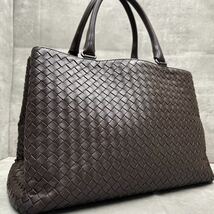  1円■美品■ BOTTEGA VENETA ボッテガヴェネタ メンズ イントレチャート トートバッグ ビジネスバッグ A4◎ 大容量 レザー 本革 ブラウン_画像1