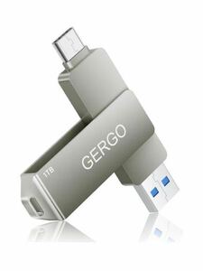 GERGO USBメモリ 1TB 2IN1 USB3.0＆Type-C メモリー フラッシュメモリ 外付け 容量不足解消 小型 360度回転式 スマホ用 対応 合金製 防塵 