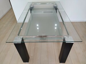 引取限定　中古　ニトリ　ガラス　ダイニングテーブル(ニューヨークF BK HS LA12-1)