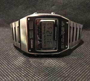 Seiko QZ alarm chronograph LCD Watch A158-502A デジタル クォーツ 腕時計 完動品 希少 レア オリジナルブレス アラームクロノ