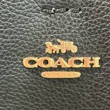 1円〜 2T COACH コーチ ショルダーバッグ E2239-CA177 レザー ブラック系 ゴールド金具 レディース 斜め掛け ジップ付き 仕切りポケット_画像3