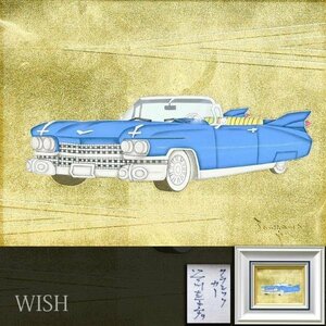 【真作】【WISH】谷川泰宏「クラシックカー」油彩 0号 金箔仕様 ◆高級車逸品 　　〇無所属人気画家 東京セントラル大賞 #24022681