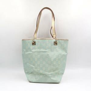 ★GUCCI グッチ 002 1099 GG柄 GGキャンバス×レザー ハンドバッグ トート レディース メンズ ライトブルー系