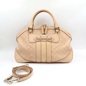 ★GUCCI グッチ 247286 ディアマンテ ホースビット キャンバス×レザー 2WAY ハンドバッグ ショルダー 斜め掛け ベージュ系