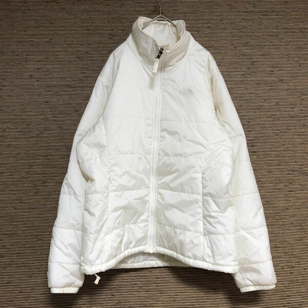ノースフェイス　中綿ジャケット　インナーダウン　白ホワイト　刺繍ワンポイント　US規格　レディース　Lサイズ 1k