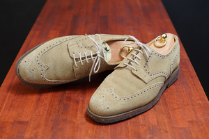 クロケットジョーンズ◆Crockett&Jones◆TYNE◆6E◆24～24.5㎝相当◆ベージュ◆淡茶◆スエード◆フルブローグ◆英国