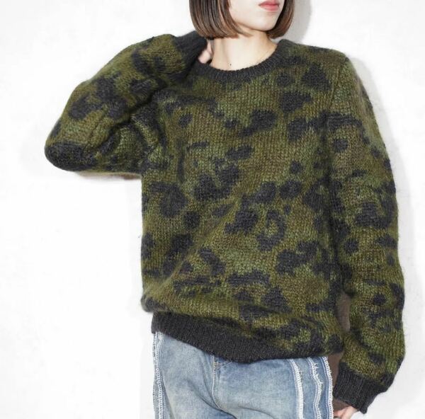 USA VINTAGE CAMOUFLAGE PATTERNED DESIGN MOHAIR KNIT/アメリカ古着カモフラ柄デザインモヘアニット