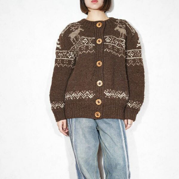 EU VINTAGE NORDIC DESIGN KNIT CARDIGAN/ヨーロッパ古着ノルディックデザインニットカーディガン