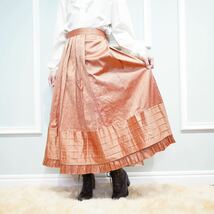 EU VINTAGE INZY DESIGN SILK PLEATES DESIGN LONG SKIRT/ヨーロッパ古着シルクプリーツデザインロングスカート_画像1