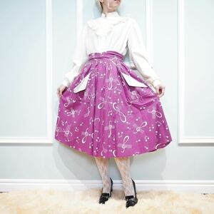 EU VINTAGE ROSA RONSTEDT MUSIC NOTE PATTERNED DEISIGN SKIRT/ヨーロッパ古着音符柄デザインスカート