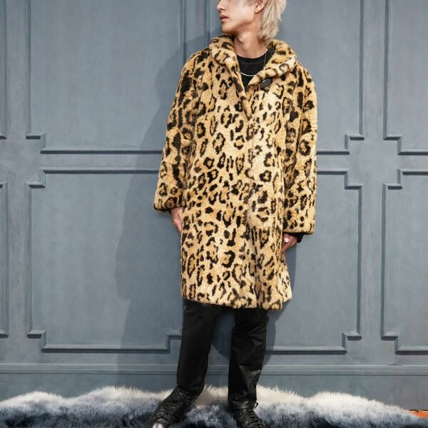 *SPECIAL ITEM* USA VINTAGE LEOPARD PATTERNED ECO FUR COAT/アメリカ古着レオパード柄エコファーコート