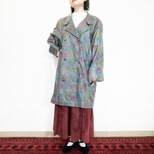 RETRO VINTAGE FLOWER PATTERNED DESIGN LEATHER COAT/レトロ古着お花柄デザインレザーコート