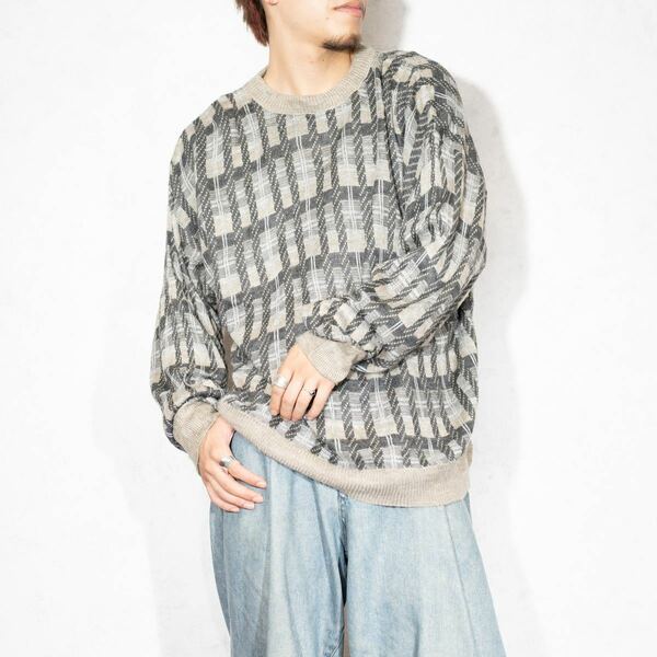 USA VINTAGE S.W CASUAL PATTERNED DESIGN KNIT/アメリカ古着柄デザインニット