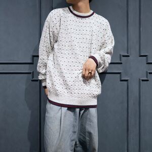 USA VINTAGE ST.JONES BAY DOT PATTERNED COTTON DESIGN KNIT/アメリカ古着ドット柄コットンデザインニット