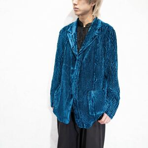 *SPECIAL ITEM* USA VINTAGE PLEATES DESIGN VELOUR TAILORED JACKET/アメリカ古着プリーツデザインベロアテーラードジャケット