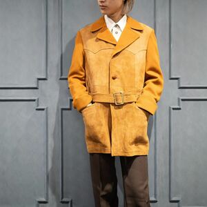 70's USA VINTAGE Mac-Mor YORK LEATHER BELTED COAT/70年代アメリカ古着ヨークレザーベルテッドコート