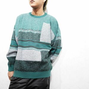 EU VINTAGE Robert's 3D PATTERNED DESIGN KNIT/ヨーロッパ古着3D柄デザインニット