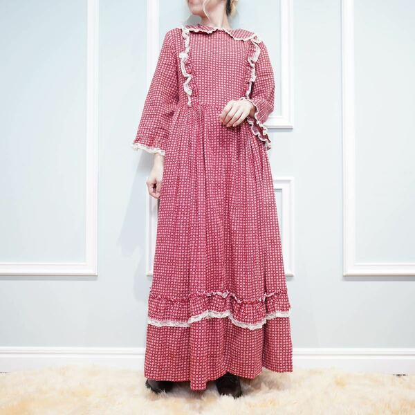 *SPECIAL ITEM* 50～60's USA VINTAGE FRILL DESIGN DRESS ONE PIECE/50年代～60年代アメリカ古着フリルデザインドレスワンピース