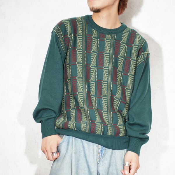 RETRO VINTAGE PATTERNED DESIGN KNIT/レトロ古着柄デザインニット