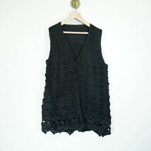 USA VINTAGE CROCHET DESIGN KNIT VEST/アメリカ古着鍵編みデザインニットベスト_画像4