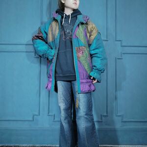 USA VINTAGE APROPOS PATCHWORK DESIGN BATTING COAT/アメリカ古着パッチワークデザイン中綿コート