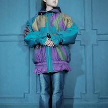 USA VINTAGE APROPOS PATCHWORK DESIGN BATTING COAT/アメリカ古着パッチワークデザイン中綿コート_画像2