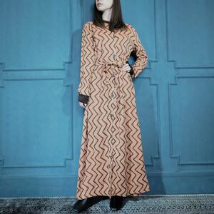 *SPECIAL ITEM* USA VINTAGE MBC GEOMETRIC PATTERNED BELTED LONG KNIT ONE PIECE/アメリカ古着幾何学柄ベルテッドロングニットワンピース