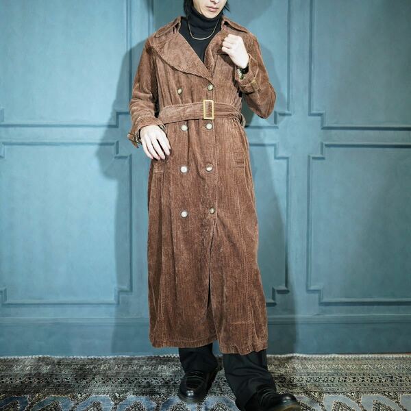 USA VINTAGE NEWPORT NEWS DESIGN CORDULOY TRENCH COAT/アメリカ古着デザインコーディロイトレンチコート