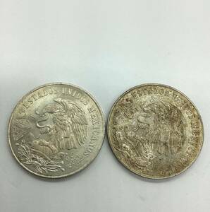 【22399】 銀貨 メキシコ オリンピック 1968年 記念銀貨 25ペソ　2枚　総重量45.1ｇ　古銭　硬貨 2次流通品