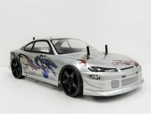 ☆ターボ機能付き☆ 2.4GHz 1/10 ドリフトラジコンカー ニッサン Ｓ15 シルビア タイプ 銀/青【塗装済み完成品・フルセット】_画像8