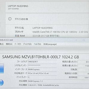 ★メモリ32GB 第10世代Core i7 Lenovo ThinkPad T14s Core i7 10610U 1.8GHz/32GB/NVMe1TB/WiFi/WebCam/14.0FHD IPS/WIN11の画像8